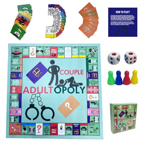 Couple Board Game, Paarspiele für Erwachsene, Adultopoly Board Game Brettspiele für Paare, Gesprächskarten für Paare, Monopoly Adult Couple, Brettspiel-Requisiten zum Aufheizen der Gefühle von JWKLYZH