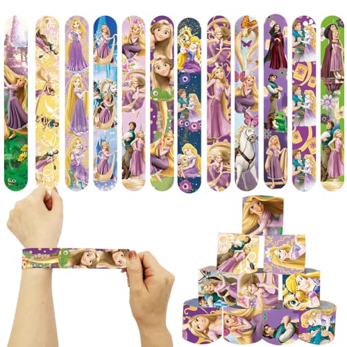 JWKLYZH 24PCS Princess Snap Bracelet,Prinzessin Schnapparmbänder Slap Armband Prinzessin für Kinder Princess Pattern Bracelet Wristband Set für Children's Birthday Partybedarf Geschenke Spielzeug von JWKLYZH