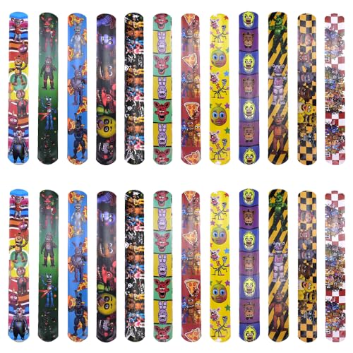 JWKLYZH 24Stück Freddys Slap-Armbänder Bär Schnapparmbänder Slap Armband Schnapparmband Wristband Bär für Kinder Slap Bands Bands Schnapparmband Wristband Party Geschenke für Jungen und Mädchen von JWKLYZH