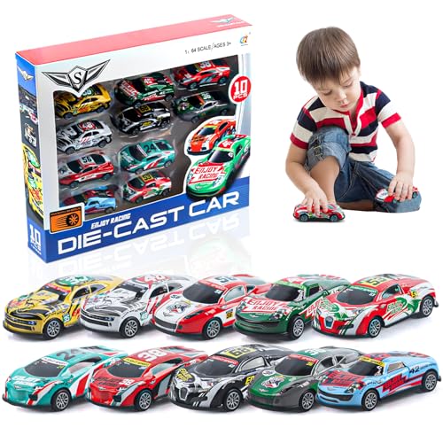 JWTRSVTY 10 Stück Autos Spielzeug, Mini Auto Set, Spielzeugautos aus Legierung, Kleine Autos, Für Verschenken Jungen Mädchen AB 3 Jahren Rennauto Spielzeug Geschenk von JWTRSVTY