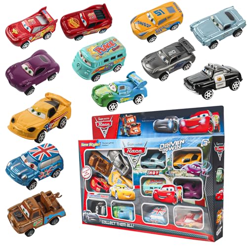 JWTRSVTY 12PCS Cars Spielzeug, Kleine Fahrzeuge für Kinder, Cars Autos, Spielzeugauto Set, Mini Cars Spielzeug Fur, Geburtstagsgeschenke Für Mädchen Jungen Ab 3 Jahren von JWTRSVTY