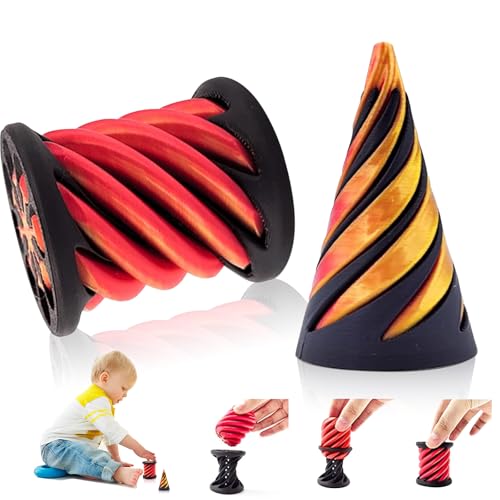 JWTRSVTY 2 Stück 3D Gedruckte Spiral Cone Fidget Toy, Cone Spiral Cone Fidget Toy, Impossible Pyramid Passthrough Sculpture, Stress Abbauen Fidget Toy Für Kinder Und Erwachsene von JWTRSVTY