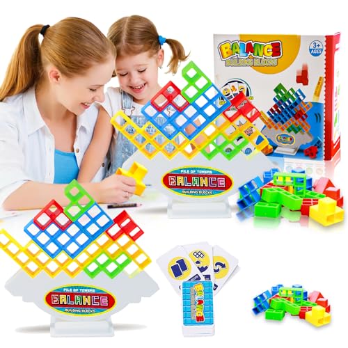 JWTRSVTY 48Pcs Kinder Tetris Spielset, Tetris Tower Spiel, Tower Spiel Kinder Erwachsene, Tetris Montessori Lernspiele, Tetris Balance Spielzeug Tower, für Jungen Mädchen Puzzle Spiele Frühes Lernen von JWTRSVTY