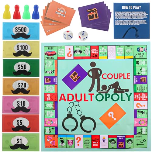 JWTRSVTY Brettspiele Paarspiele Für Erwachsene, Couple Board Game, Adultopoly Brettspiel, Paarspiele für Erwachsene Gesprächskarten für Valentinstag und Date Nächte von JWTRSVTY