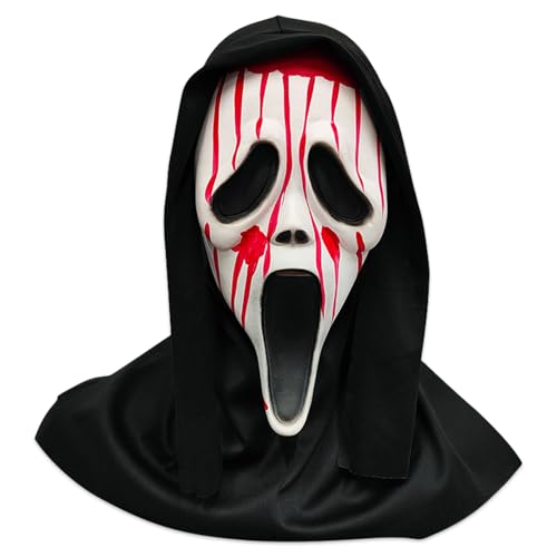 JWTRSVTY Ghostface Maske Halloween, Halloween Gespenst Gesichtsmaske, Geisterschrei Maske, Halloween Horror Vollkopfmaske, Halloween Kostüm zubehör, für Halloween Karneval Kostüm Partys von JWTRSVTY