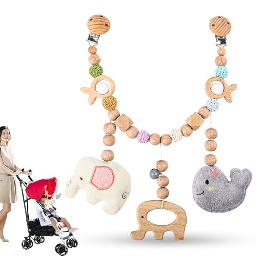 JWTRSVTY Home Kinderwagenkette, Kinderwagenkette Holz Baby, Kinderwagenkette Aus Holz Spielzeug, Kinderwagenkette Mädchen Jungen Für AB 0+ Monaten von JWTRSVTY