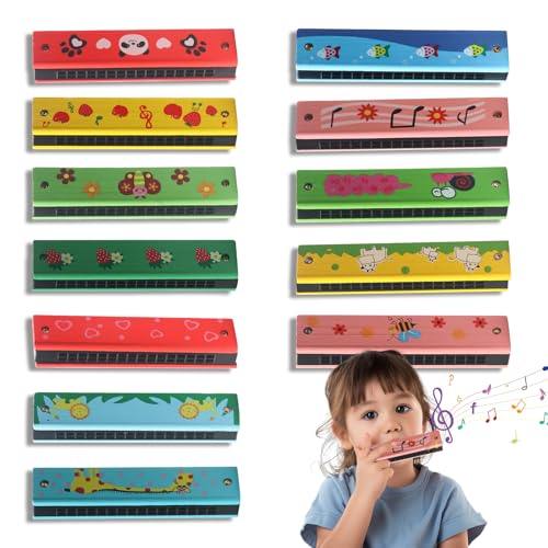 JWTRSVTY Kinder Cartoon Mundharmonika, 12Pcs Party Mitgebsel Mundharmonika, Geburtstag Mundharmonika, Kinderparty Mundharmonika Set, Farbige Mundharmonika Set für Gastgeschenke Geschenktütenfüllung von JWTRSVTY