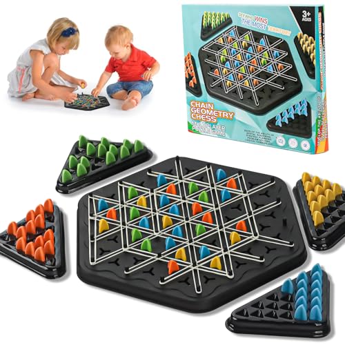 JWTRSVTY Triggle Spiel, Triggle Dreieck Schach Set, Tabletop Taktikspiel, Triggle Brettspiel, Chain Triangle Game, Outdoor Camping Picknick Spiele Für 2-4 Personen von JWTRSVTY