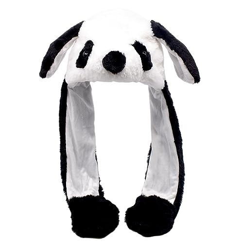 JXADVOK Panda Mütze Mit Beweglichen Ohren,Panda Plüsch Hut,Beweglicher Ohr Panda Hut,Abnehmbare Pandaohren Mütze,Cosplay Für Erwachsene Kinder Geschenk von JXADVOK