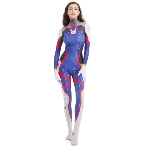 JXAFD D.va Cosplay Kostüm Damen Halloween Kostüm Anime Overall Anzug Weibliches Rollenspiel Bodysuit Mädchen 3d Gedruckte Strumpfhose Bühnenshow Neuheits Outfits (Grün, Adults/2XL/180~190cm) von JXAFD