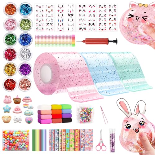 JXAXD 77 Stücke Nano Tape Bubbles Set, Coole Sachen für Mädchen, Super Elastische Nano Klebebänder für Stressabbau und Spaß, Selbstklebendes Bubble Tape DIY, Bubble DIY Craft Kit für Mädchen, Jungen von JXAXD