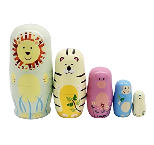 JYARZ Matroschka Matroschka-Puppen 5 Stück Tierlöwe Russische Nistpuppen Matroschka Spielzeug Interaktives Lernspielzeug Geschenk Russische Puppen von JYARZ