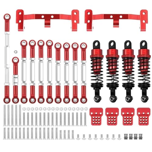 JYARZ for WPL C14 C24 MN D90 MN99S Metallchassis Verbindungsstange Zugstangenhalterung Stoßdämpfer-Set RC Auto Upgrades Teile Zubehör (Color : for WPL Red) von JYARZ