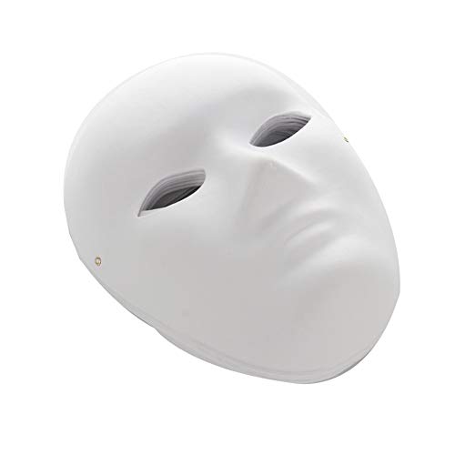 JYCRA Maske zum Selbermachen, bemalbare Papiermasken, einfarbige Maske, Kostüm-Maske für Halloween, Karneval, Partys, 6 männlich, 6 weibliche, Weiß, 12 Stück von JYCRA