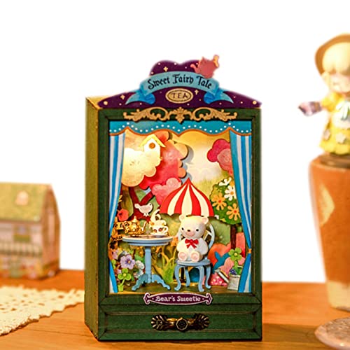 JyFanse Puppenhaus Set | Puppenhaus Miniaturhaus Set - Garten Hof Modell Holzbrett Miniatur Puppenhaus Set, LED und Möbel Spielzeug Geburtstagsgeschenk von JYFanse