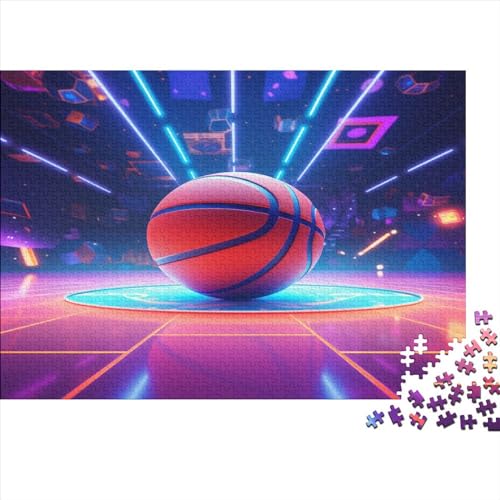 1000 Teile Basketball-Puzzle für Erwachsene und Kinder, kreatives rechteckiges Puzzle, Holzpuzzle, lustiges Lernspielzeug, 1000 Teile (75 x 50 cm) von JYJLRJ