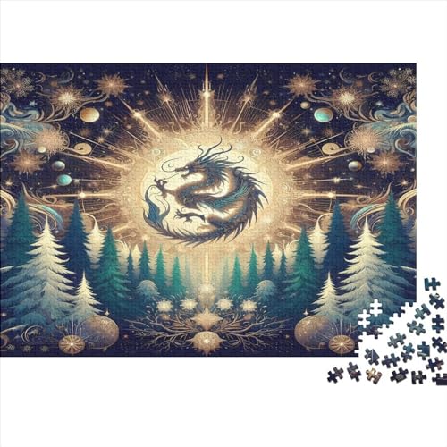 1000-teiliges Puzzle, Drachenpuzzle für Erwachsene, Holzpuzzle, Lernspiel für Erwachsene, Kind, 1000 Teile (75 x 50 cm) von JYJLRJ