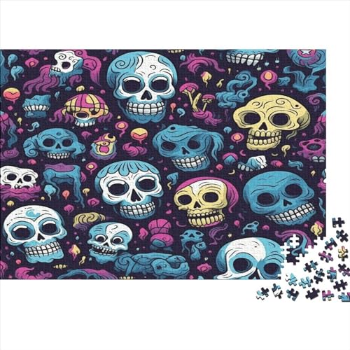 1000-teiliges Puzzle mit Totenkopfmuster für Erwachsene und Kinder, Holzpuzzle, Lernspielzeug, 1000 Teile (75 x 50 cm) von JYJLRJ