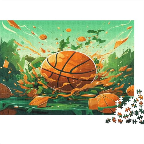 Basketball 1000-teiliges Puzzle für Erwachsene, kreatives rechteckiges Holzpuzzle, Geschenk für Freunde und Familie, 1000 Teile (75 x 50 cm) von JYJLRJ