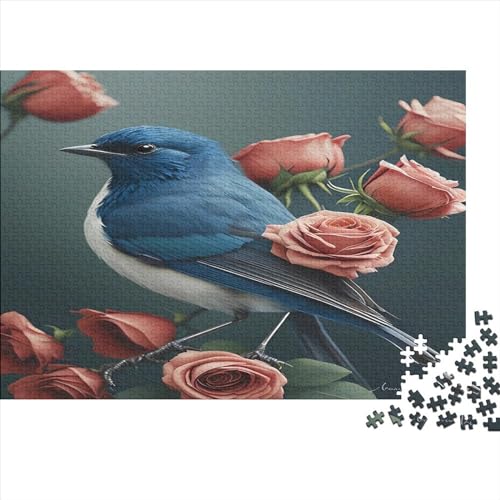 Blauer Vogel, 500-teiliges Puzzle für Erwachsene, kreatives rechteckiges Holzpuzzle, Geschenk für Freunde und Familie, 500 Teile (52 x 38 cm) von JYJLRJ