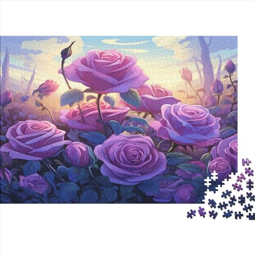 Creative Rose Gift Holzpuzzle mit 500 Teilen für Erwachsene, rechteckiges Puzzle, Gehirnübungs-Herausforderungsspiel, 500 Teile (52 x 38 cm) von JYJLRJ