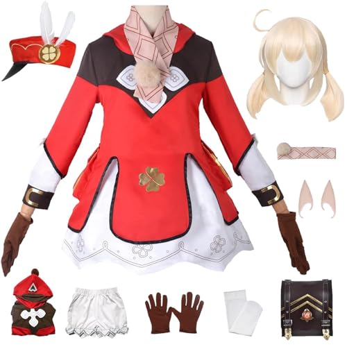 JYMTYCWG Anime Cosplay Costume Genshin Impact Clover Dress Full Set Halloween Party Cute Uniform with Hat for Anime Fans von JYMTYCWG