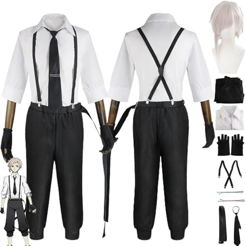 JYMTYCWG Anime Cosplay Kostüm Bungo Stray Dogs Nakajima Atsushi Uniform Requisiten Komplettset, für Halloween Karneval Weihnachtsfeier für Fans von JYMTYCWG