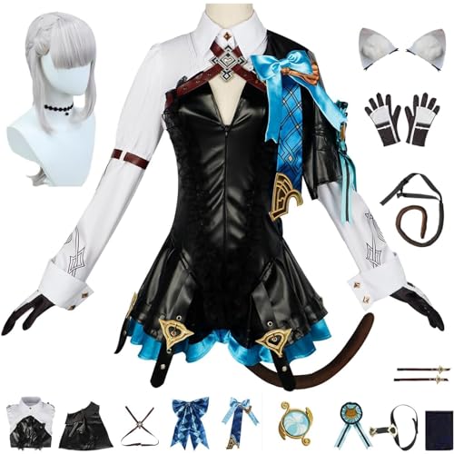 JYMTYCWG Genshin Impact Cosplay-Set, Anime-Figur Lynette Cosplay-Set, Halloween-Karnevals-Partykleid, Maskerade-Kostüm für Fans von JYMTYCWG