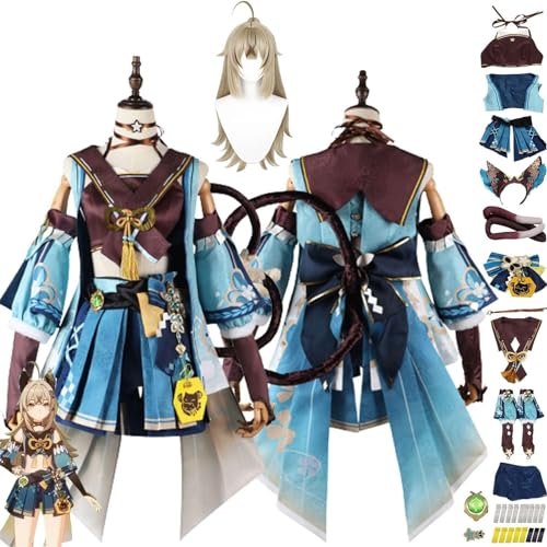 JYMTYCWG Genshin Impact Kirara Cosplay Costume Complete Set with Wig Genshin Kirara Cosplay Fancy Dress Kirara Cosplay Uniform Halloween Carnival Party Stage Performance Costume For Fans von JYMTYCWG