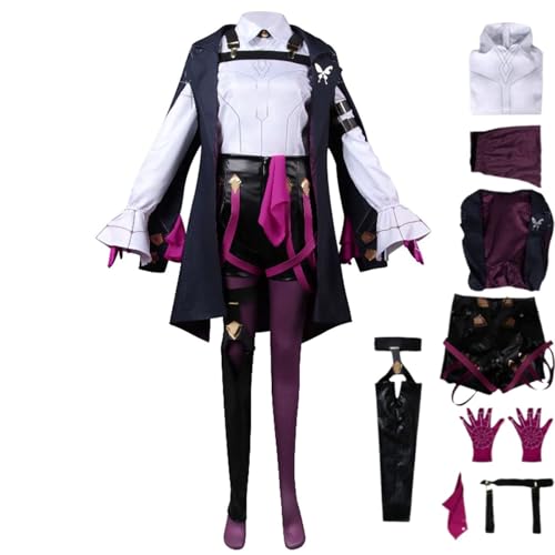 JYMTYCWG Honkai Star Rail Kafka Cosplay Costume Outfit Game Character Uniform Complete Set Halloween Party Dress Up Suit with Earring/Wig/Ring/Sunglasses for Anime Fans von JYMTYCWG