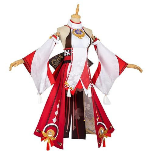 JYMTYCWG Spiel Genshin Impact Yae Miko Cosplay Kostüm Frauen Halloween Party Uniform Kleid Full Set Anime Kleid Anzüge mit Perücke für Frauen 101 von JYMTYCWG