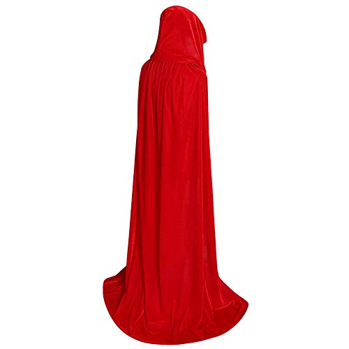 JYOHEY Umhang Schwarz Rot Samt Umhang Lang Mit Kapuze Umhang Für Halloween Kostüm Zauberer Vampir Kostüm Erwachsene Unisex von JYOHEY