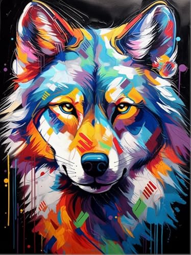 JYSHC Bunte Wolf Tier Abstrakte Kunst Farbe Puzzle - 1000 Teile Aus Holz Puzzle - Erwachsene Familie Puzzle Spiel Zq112Kw von JYSHC