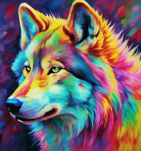 JYSHC Bunte Wolf Tier Abstrakte Kunst Farbe Puzzle - 1000 Teile Aus Holz Puzzle - Erwachsene Familie Puzzle Spiel Zq114Kw von JYSHC