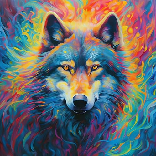 JYSHC Bunte Wolf Tier Abstrakte Kunst Farbe Puzzle - 1000 Teile Aus Holz Puzzle - Erwachsene Familie Puzzle Spiel Zq118Kw von JYSHC