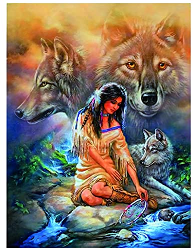 JYSHC Puzzle 1000 Teile Wolf Und Indische Frauen Am Fluss Poster Holz Spielzeug Für Erwachsene Dekompressionsspiel Fx111Nj von JYSHC