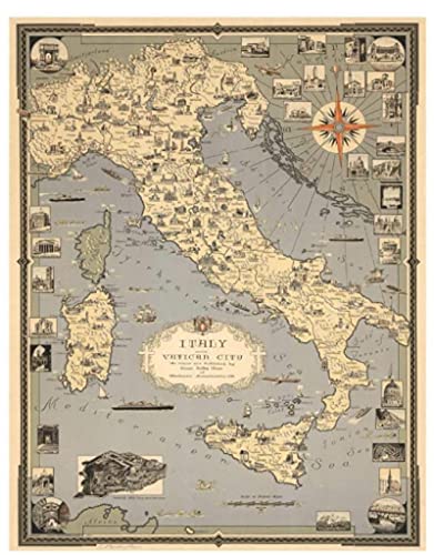 JYSHC Vintage Italien Karte Poster Holz Puzzle 1000 Teile Erwachsene Spielzeug Dekompressionsspiel Gt237Kp von JYSHC