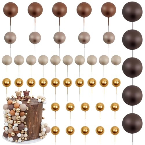 JYTDBCS 45 Stück Kugel-Kuchenaufsätze – Back-Kuchendekorationen DIY Mini-Ballon-Cupcake-Einsatz für Geburtstagsparty, Babyparty, Hochzeit – Braun von JYTDBCS