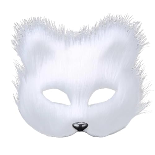 JYTDBCS Halloween-Plüschmaske, Therian Pelztier, Halloween-Maskerade, realistisches Katzenkostüm, Zubehör für Halloween, Karneval, Weiß von JYTDBCS