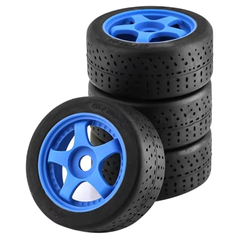 JYYTERD Kompatibel Mit ARRMA Für Infraction 6S F1 Für Limitless 1/7 RC Autos Upgrade Teil Zubehör 4 Stück Kunststoffrad Gummireifen RC Auto Reifen(Blue) von JYYTERD