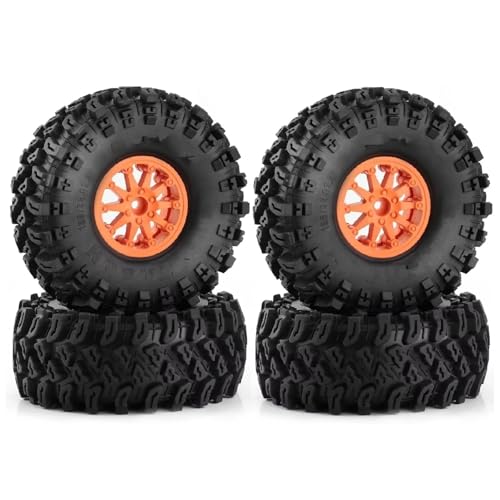 JYYTERD Kompatibel Mit Axial Für SCX10 Für Wraith Für Capra Für TRX4 1/8 1/10 RC Crawler Auto 4 Stücke 136mm Kunststoff 2,2 "Beadlock Felge Reifen Set RC Auto Reifen(Orange) von JYYTERD