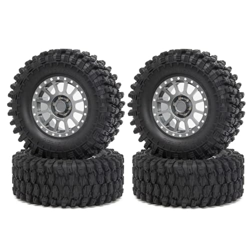 JYYTERD Kompatibel Mit Axial Für SCX10 Für Wraith RR10 Für Capra 1/10 RC Crawler Auto 2,6 Zoll Metall Beadlock Felge 135mm Gummi Reifen Reifen RC Auto Reifen(Gray) von JYYTERD