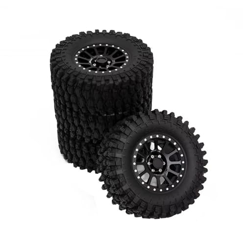 JYYTERD Kompatibel Mit Axial Für SCX10 Für Wraith RR10 Für Capra 1/10 RC Crawler Car 4 Stück 2,6 Zoll Metall Beadlock Felge 135 Mm Gummireifen RC Auto Reifen(Black) von JYYTERD