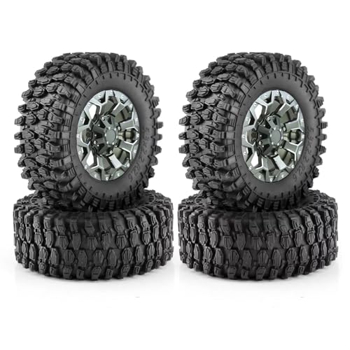 JYYTERD Kompatibel Mit Axial Für SCX10 Für Wraith RR10 Für Capra 1/8 1/10 RC Crawler Auto 4 Stücke 135mm 2,6 "Metall Beadlock Felge Gummi Reifen Set RC Auto Reifen von JYYTERD