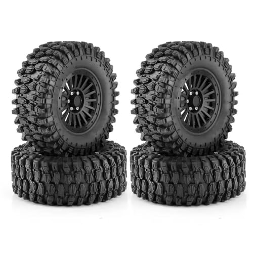 JYYTERD Kompatibel Mit Axial Für SCX10 Für Wraith RR10 Für Capra 1/8 1/10 RC Crawler Car 135 Mm 2,6 Zoll Metall-Beadlock-Radfelge Gummireifen-Set RC Auto Reifen(Black tire hub) von JYYTERD