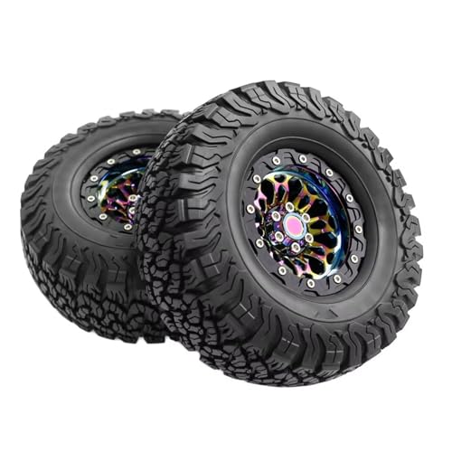 JYYTERD Kompatibel Mit Axial Für Trx4 Für Scx10 1/10 Crawler Car – 10 Mm Aluminium-Turbine, 2,2 Zoll Beadlock, Verschleißfester RC-Felgenreifen RC Auto Reifen(Wheel Rims Tyre) von JYYTERD