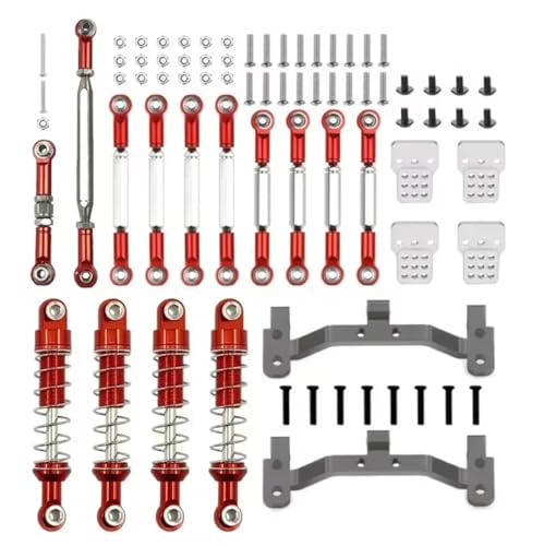 JYYTERD Kompatibel Mit MN D90 Für MN-90 Für MN99S 1/12 RC Auto Upgrade Teile Metall Lenkung Link Stange Zugstange Halterung Für Sitz Stoßdämpfer Set RC Stoßdämpfer(Red) von JYYTERD