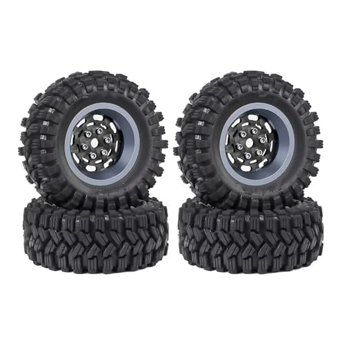 JYYTERD Kompatibel Mit TRX4M Für SCX24 AX24 Für FCX24 1/18 1/24 RC Crawler Auto Teile 4 Stücke 62mm 1,2 "Carbon Faser Beadlock Rad Reifen Set RC Auto Reifen(Gray,G) von JYYTERD