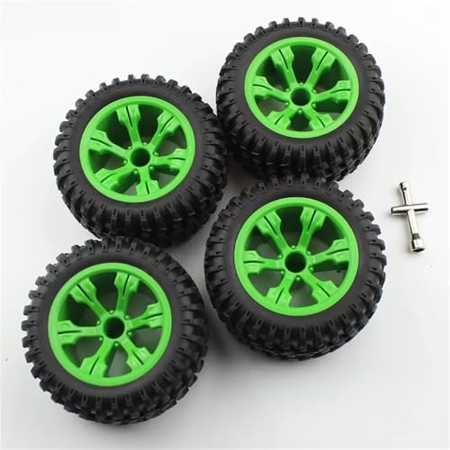 JYYTERD Kompatibel Mit WLtoys 12428 12427 1:12 RC Off-Road Auto Für Buggy Gummi Reifen Auto Rad Felgen RC Gummi Auto Reifen Für Spielzeug Zubehör RC Auto Reifen(Green) von JYYTERD