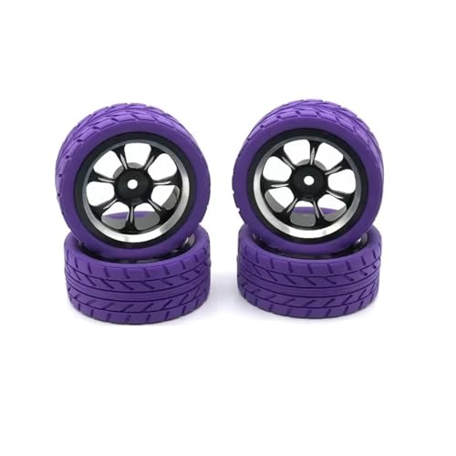 JYYTERD Kompatibel Mit WLtoys Für WPL Für MN Für Modell Für LC 1/18 1/16 1/14 RC Auto Modifizierte Metallradreifen Coole Mehrfarbige Reifenhautteile RC Auto Reifen(Purple) von JYYTERD